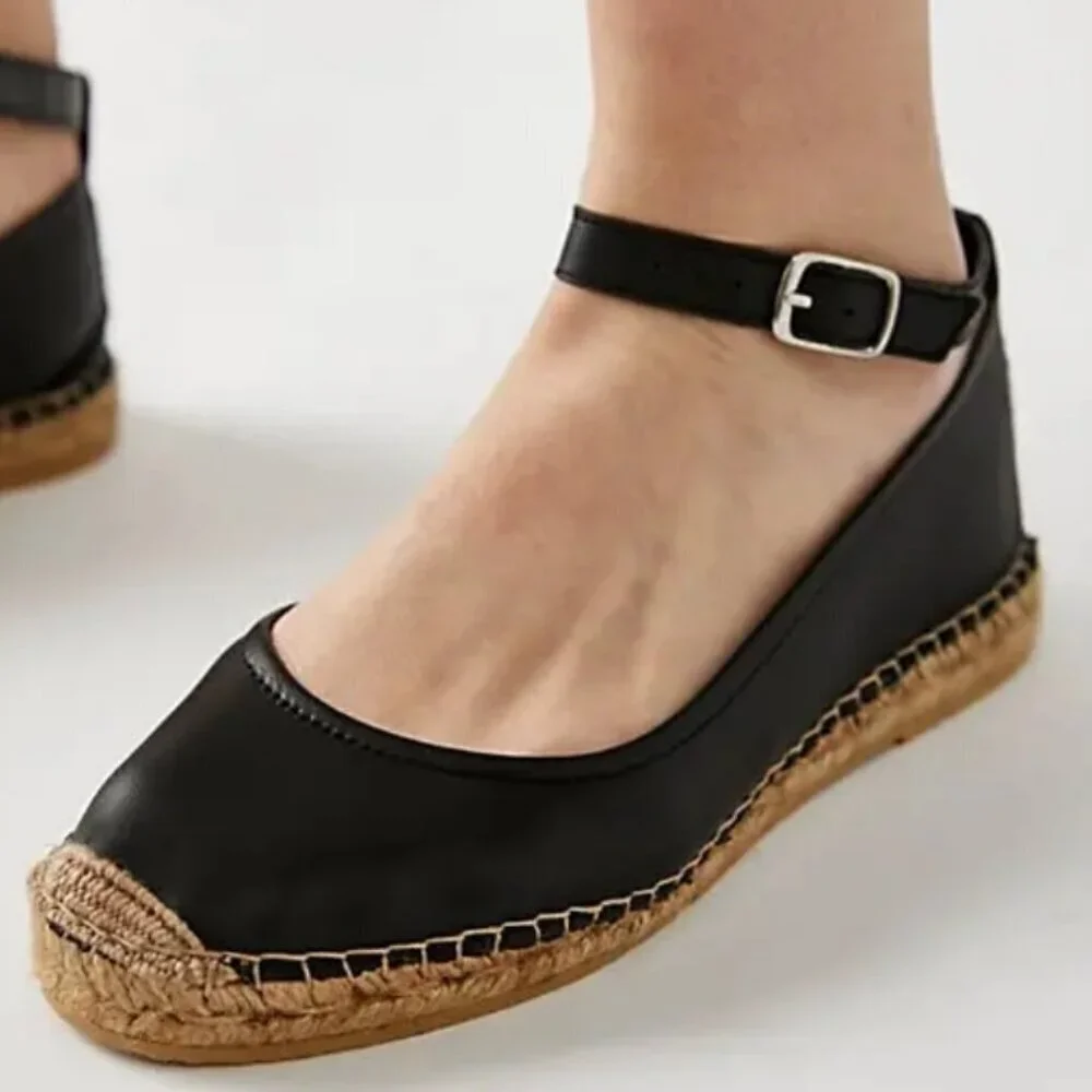 NWOT Free People Mason Ballet Espadrille Flats in Black